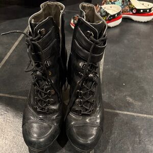 Kenneth Cole Black Leather Moto Boots